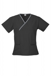 HEALTH BEAUTY/contrast ladies scrubs/H10722_Black_Pewter SCRUBS